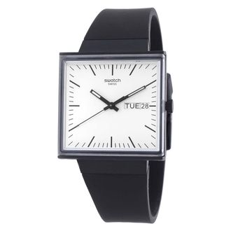 Swatch What If...Black Quartz White Dial Unisex Watch SO34B700