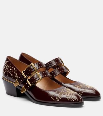 Chlo&eacute; Susanna 40 studded leather Mary Jane pumps
