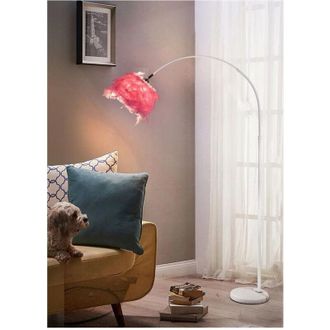 Trade Shop Trade Shop Traesio - Trade Shop - Lampada Da Terra In Metallo Piuma Attacco E27 Max.60w 185x110 Cm Bianco Rosa D26 - Rosa