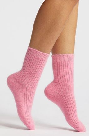 High Heel Jungle Cashmere Blend Crew Socks in Medium Pink at Nordstrom