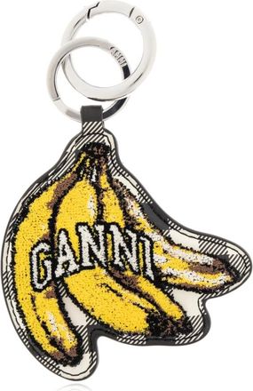Ganni Accessoires, Dames, Geel, ONE Size, Leer, Banana Sleutelhanger