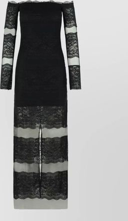 Blumarine long stretch nylon off shoulder dress