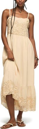 Lucky Brand Cutwork Ruffle Hem Midi Dress in Blush at Nordstrom, Size Xx-Large