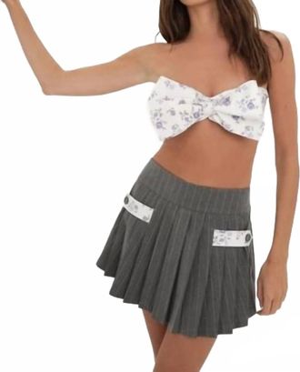 For Love & Lemons Laurel Mini Skirt In Gray