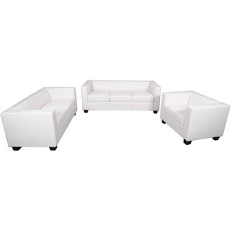 Hhg [NON UTILIZZATO] Salotto componibile lounge moderno elegante Lille M65 composizione 3-2-1 ecopelle bianco