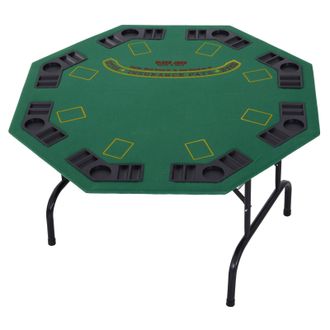 HOMCOM 8 Player Folding Games Poker Table Chip Cup Holder Steel Base Felt Green | TJ Hughes