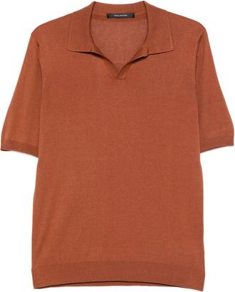Tagliatore Keith Short-Sleeved Polo - Heren - V-hals truien - Bruin - L - Truien & Vesten