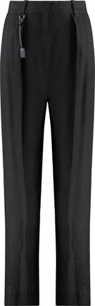 Elisabetta Franchi Womens High-waist Wide-leg Trousers - Black Linen - Size EU 44 (Womens)
