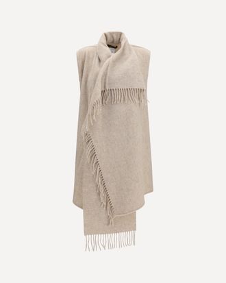 Fabiana Filippi High-neck wool Cape with concealed closure and fringes Female UNI