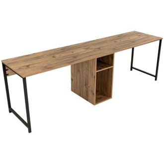 Dmora Escritorio Caprioli, Escritorio multiusos, Mesa de oficina para pc, El plan de trabajo, 240x60 h74 cm, Pino y Negro - Dmora