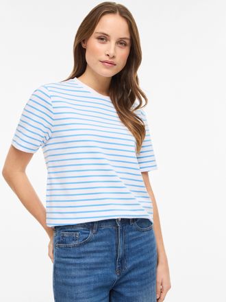 Vila Kurzarmshirt VILA VINORA S/S YD T-SHIRT - NOOS, Damen, Gr. XXL, all aboard stripes:opt 2 hellwei&szlig;, Jersey, Obermaterial: 96% Baumwolle, 4% Elasthan, g