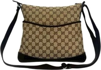Gucci Pre-owned GG Monogram Canvas Leather Shoulder Bag - Dames - Vintage Schoudertas - Bruin - ONE Size - Leer - Vintage