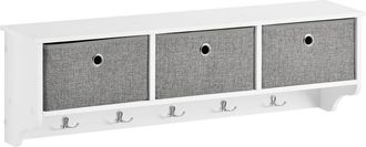 SoBuy Sobuy - Moderna Estanter&iacute;a De Pared, Perchero, Estante De Pared,con 5 Ganchos Y 3 Cajones,l100 Cm Frg282-w Es