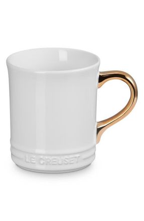 LE CREUSET Vancouver 14-Ounce Gold Handle Mug in White at Nordstrom