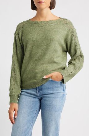 Wit & Wisdom Boat Neck Sweater in Willow Green at Nordstrom, Size X-Small