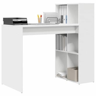 Berkfield Home White Writing Desk White Engineered Wood Medium Storage Writing Desk
