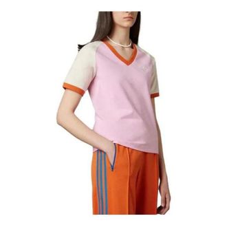 adidas (WMNS) adidas originals Adicolor 70s V-Neck Cali T-shirt True Pink IK7886