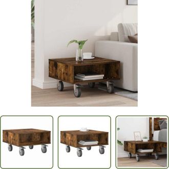 vidaXL Tavolino moderno - Tavolino con Ruote Rovere fum&eacute; 50,5 x 50 x 30 cm