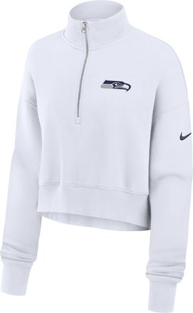 Nike Seattle Seahawks Primetime Phoenix Nike Womens NFL Oversized Cropped 1/4-Zip Crew in White | 01N910A78-LCD
