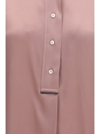 Brunello Cucinelli Womens Silk Shirt Dusty Rose