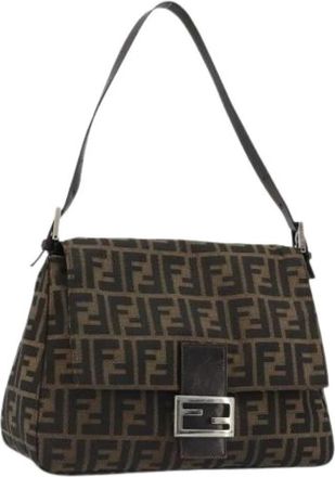 Fendi Pre-owned Vintage Zucca Canvas Shoulder Bag - Dames - Vintage Schoudertas - Bruin - ONE Size - Leer - Vintage