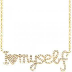 Allurez 0.36ct 14k Yellow Gold Diamond I love myself Necklace