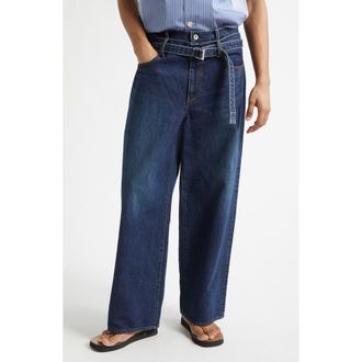 sacai Belted Denim Pants in Blue at Nordstrom, Size 1