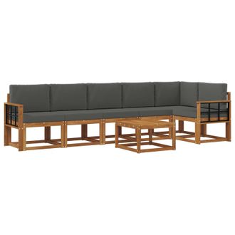 vidaXL Conjunto De Sof&aacute;s De Exterior 7 Pcs Natural Y Antracita Vidaxl