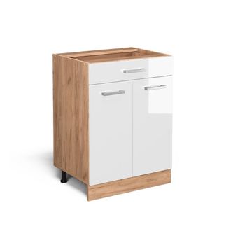 Vicco Mueble Bajo De Cocina R-line, Blanco Alto Brillo, 60 Cm Con Caj&oacute;n, Sin Encimera Vicco
