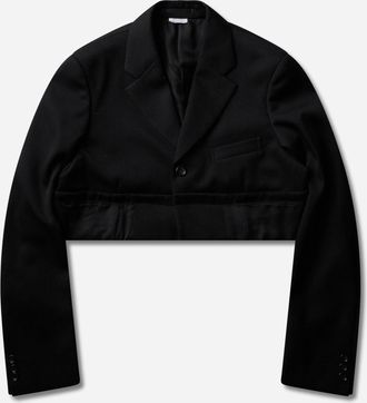 Comme Des Gar&ccedil;ons Men s Wool Satin Layered Cropped Blazer