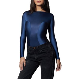 Kiki De Montparnasse Liquid Contour Backless Bodysuit in French Navy at Nordstrom, Size X-Small