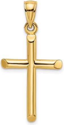 Diamond2Deal 14k Gold Polished Cylinder Cross Charm Pendant