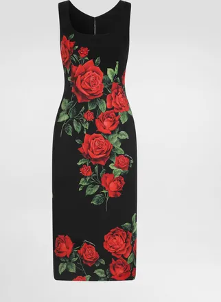 Dolce & Gabbana Rose-print Charmeuse Dress - Woman Dresses Multicolor 36
