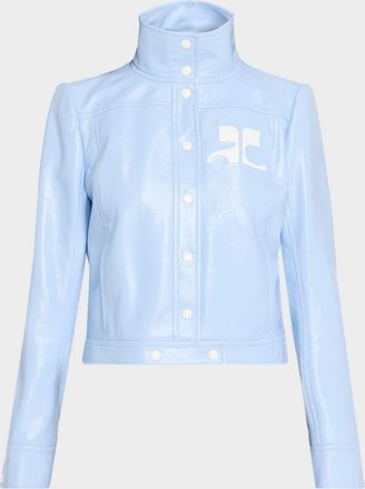 Courr&egrave;ges Textured Vinyl Crop Jacket