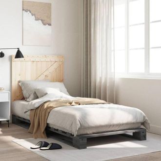 vidaXL Bed Frame without Mattress Grey 90x200 cm Solid Wood Pine Vidaxl
