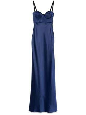 ANNA OCTOBER Maxi-jurk met matelass&eacute; detail - Blauw