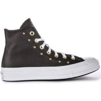 Converse Sneakers, female, Black, 8 UK, Black Gold Leather High Top Trainers