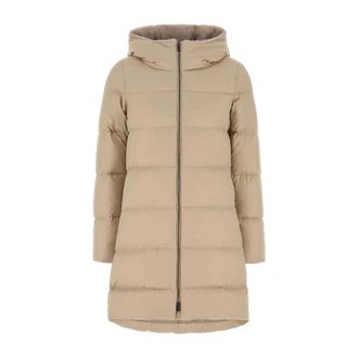 Herno Jassen, Dames, Beige, M, Polyester, Zand Donsjas