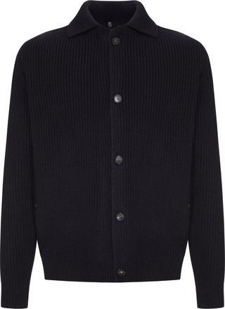 Zanone RIBBED KNIT CARDIGAN WITH COLLAR AND BUTTONS - Zanone - Man
