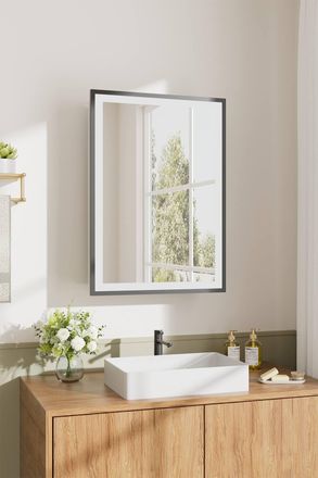 Living and Home Modern Black Surface Mount LED Mirror Cabinet