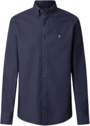 Hackett Camicia Oxford in cotone tinto in capo- vestibilit&agrave; sartoriale - - Shirts - Uomo - Blu - XL