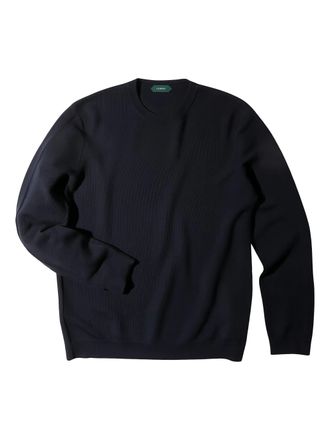Zanone Fine-Knit Long-Sleeved Fabric Pullover Sweater