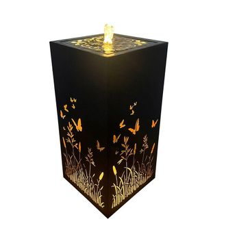 PRIMROSE Wild Meadow & Butterfly Cut Out Water Feature with LED Lights 64cm in Black