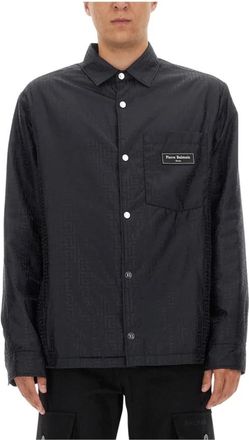 Balmain Nylon Jas met Logo - Heren - Zomerjassen - Zwart - 3XS - Nylon - Jassen