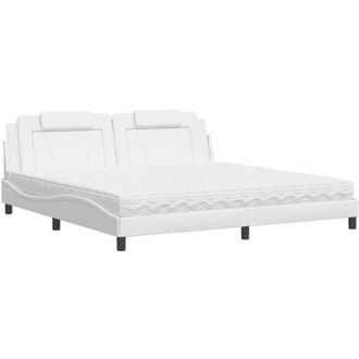 vidaXL Vidaxl - Cama Con Colch&oacute;n Cuero Sint&eacute;tico Blanco 200x200 Cm