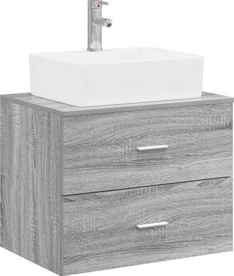 vidaXL Juego De Muebles De Ba&ntilde;o Sonoma Gris Madera De Ingenier&iacute;a Vidaxl