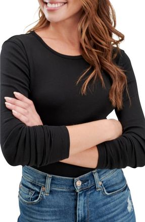 Splendid Classic Long Sleeve Crewneck T-Shirt in Black at Nordstrom, Size Xx-Small