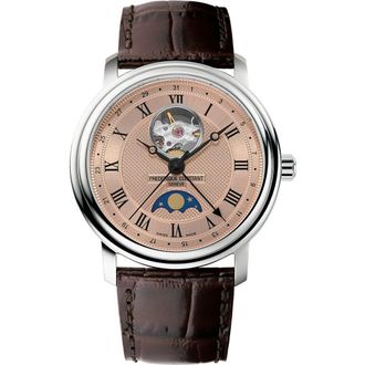 Frederique Constant Heart Beat Moon Phase Automatic Leather Strap Watch, 40mm in Brown at Nordstrom