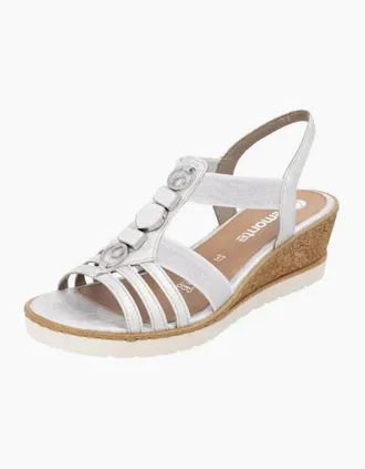 Remonte Womens Remonte ladies sandals R6264-92 in silver/platinum - White