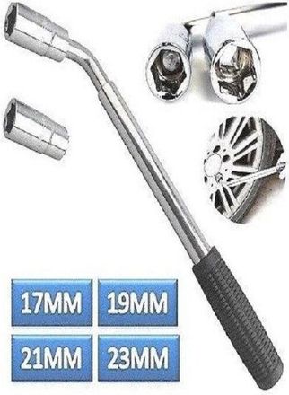 OEM Cl&eacute; &Agrave; Boulon Pour Pneu - Poign&eacute;e T&eacute;lescopique - Embouts 17 19 21 23 Mm - Pour Changement De Roue Automobile - Lot De 2